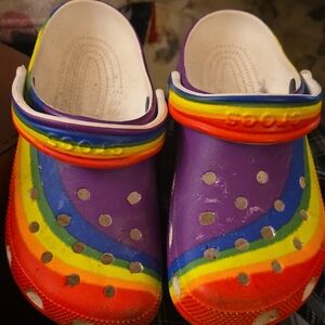 CROCS Kids Purple Rainbow Clogs